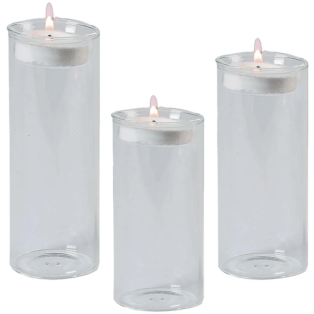 Amazon.com: Glass Cylinder Tea Light Candle Holders - Set of 3 and